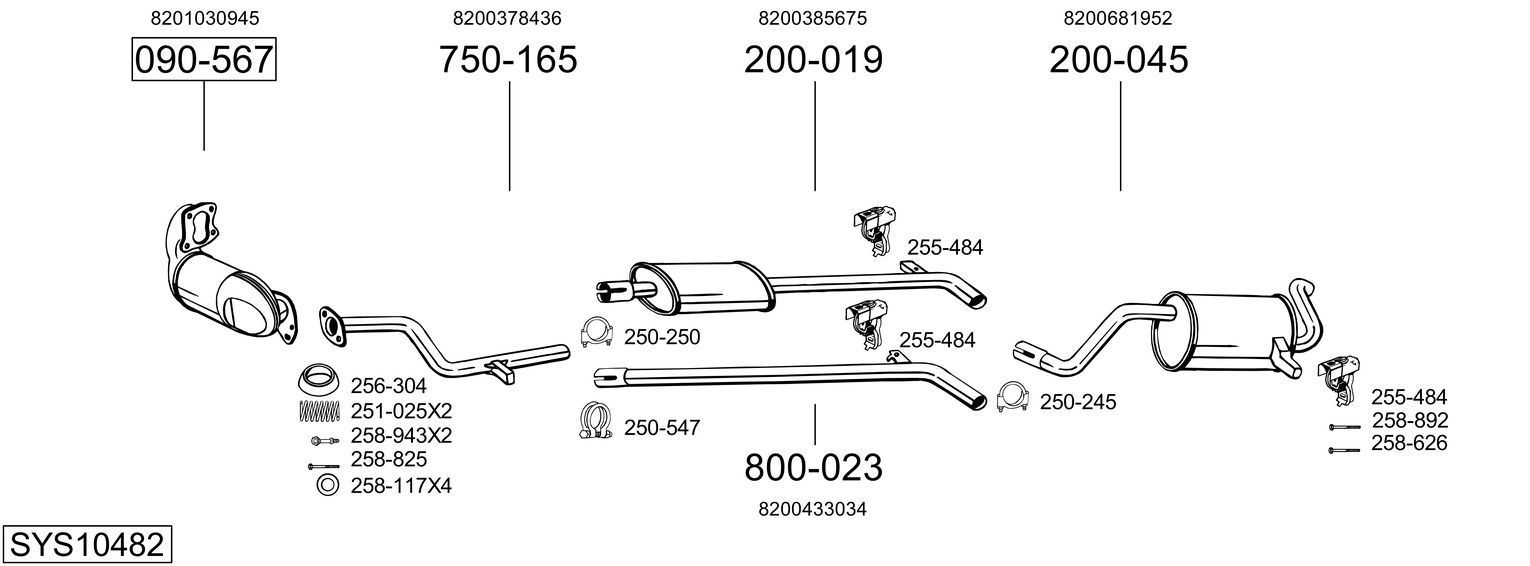 Išmetimo sistema BOSAL SYS10482