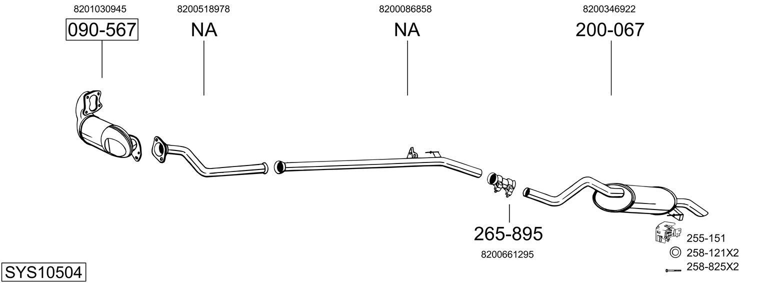 Išmetimo sistema BOSAL SYS10504