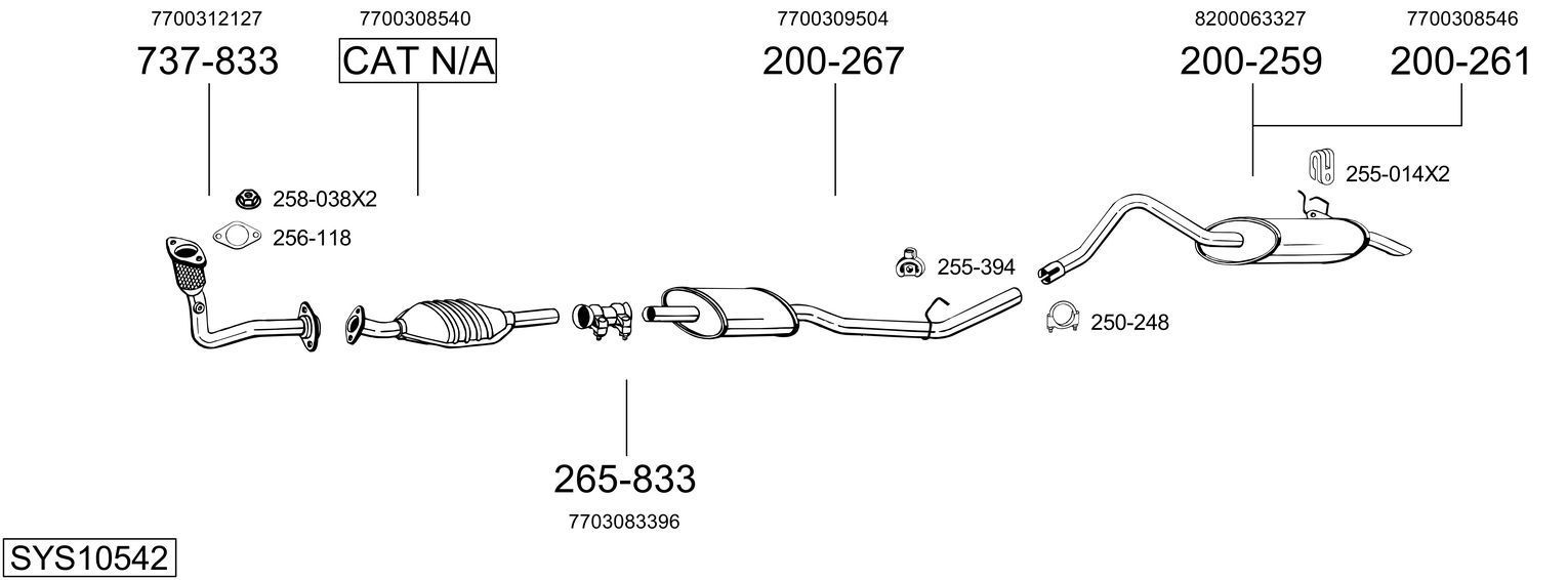 Išmetimo sistema BOSAL SYS10542