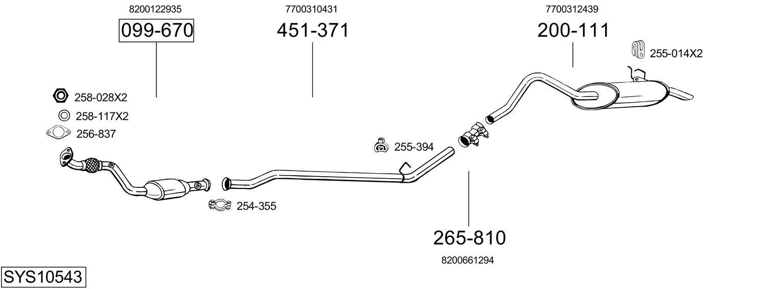 Išmetimo sistema BOSAL SYS10543
