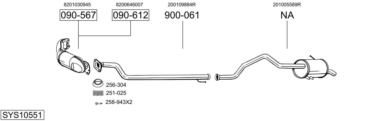 Išmetimo sistema BOSAL SYS10551