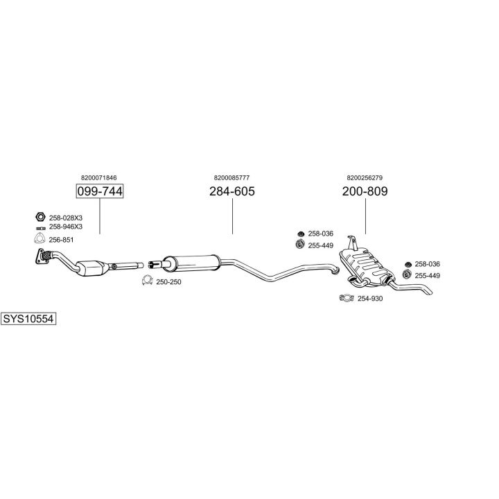 Išmetimo sistema BOSAL SYS10554