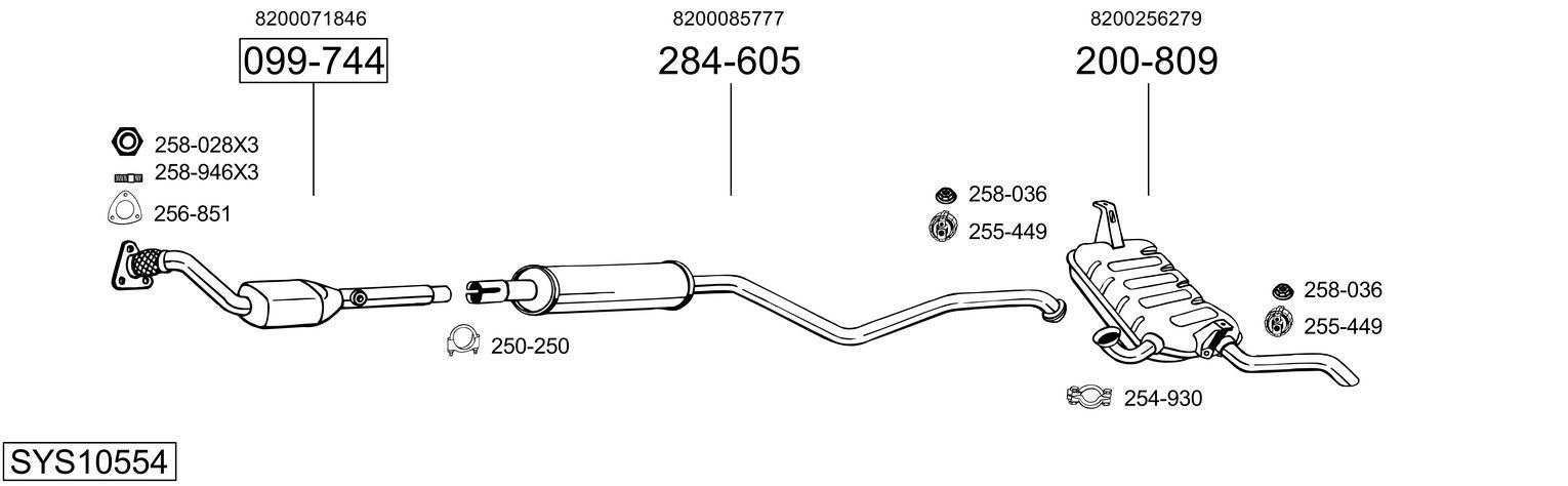 Išmetimo sistema BOSAL SYS10554