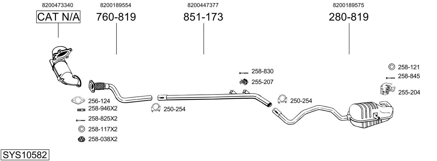 Išmetimo sistema BOSAL SYS10582