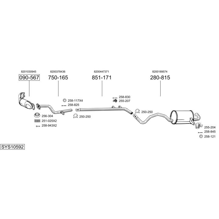 Išmetimo sistema BOSAL SYS10592