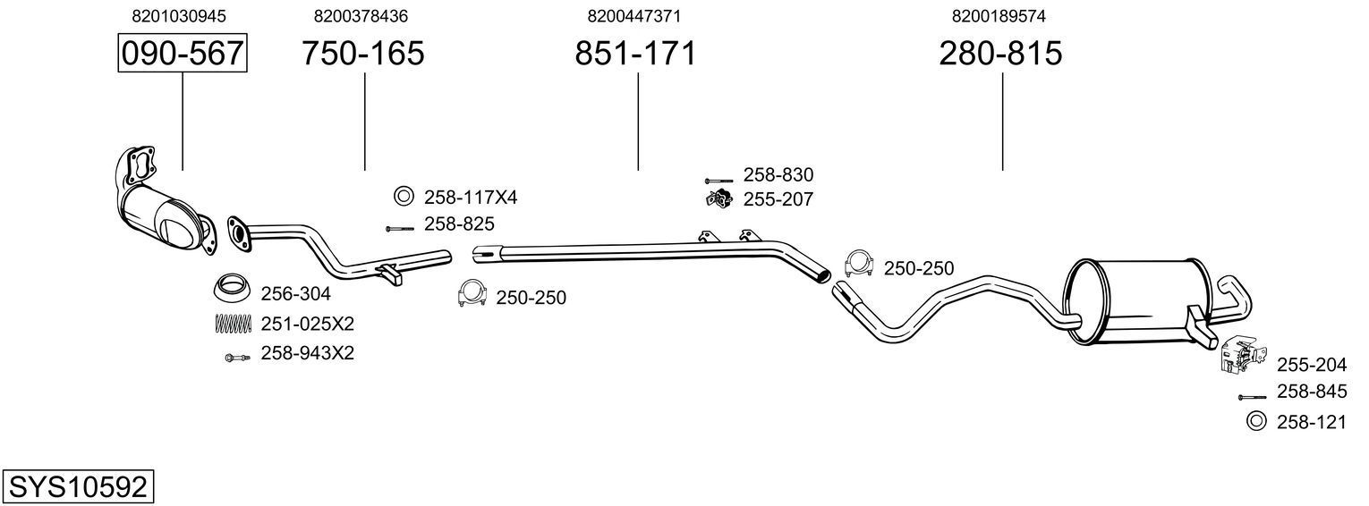 Išmetimo sistema BOSAL SYS10592