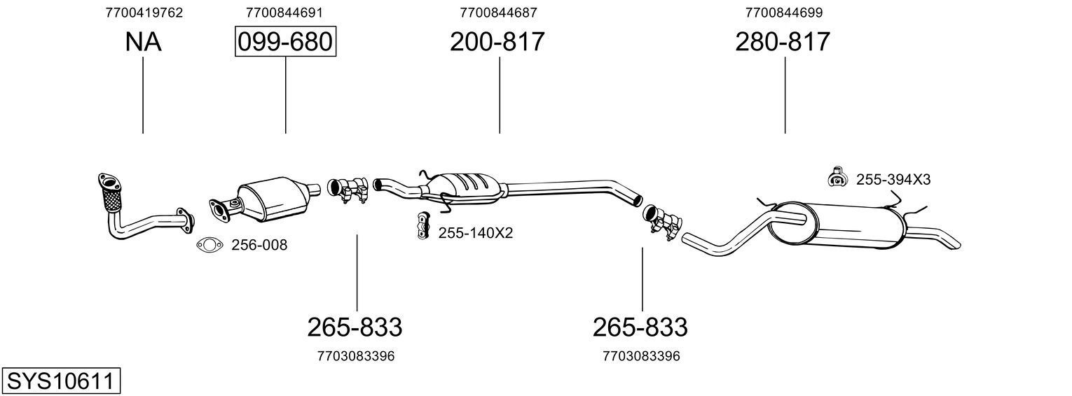 Išmetimo sistema BOSAL SYS10611