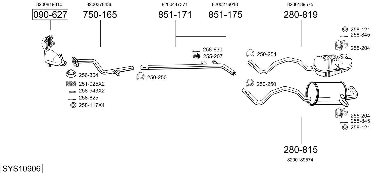 Išmetimo sistema BOSAL SYS10906
