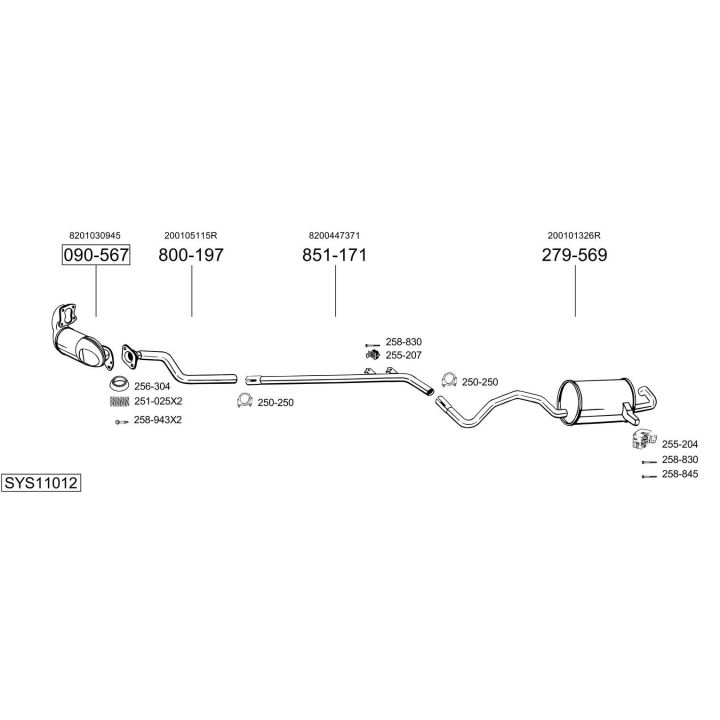 Išmetimo sistema BOSAL SYS11012