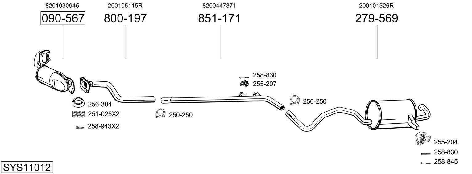 Išmetimo sistema BOSAL SYS11012