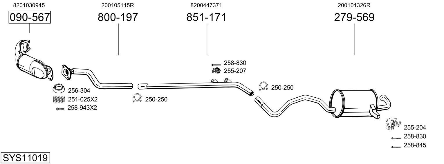 Išmetimo sistema BOSAL SYS11019