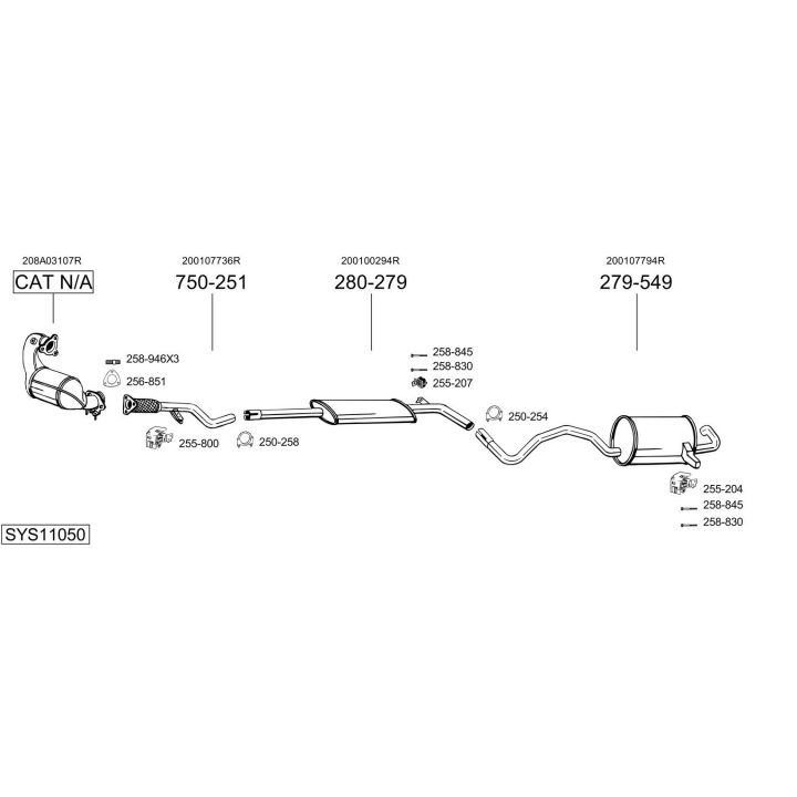 Išmetimo sistema BOSAL SYS11050
