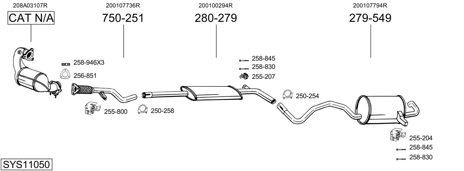 Išmetimo sistema BOSAL SYS11050