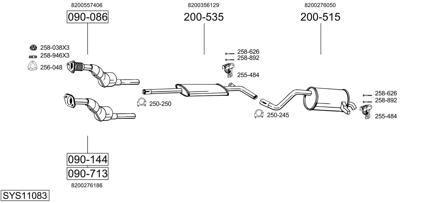 Išmetimo sistema BOSAL SYS11083