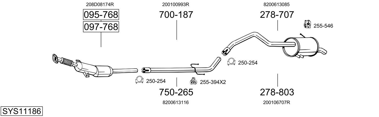 Išmetimo sistema BOSAL SYS11186