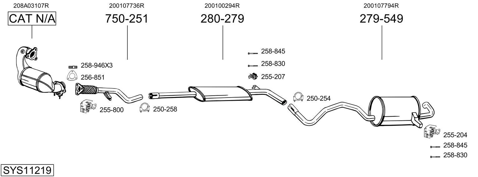 Išmetimo sistema BOSAL SYS11219