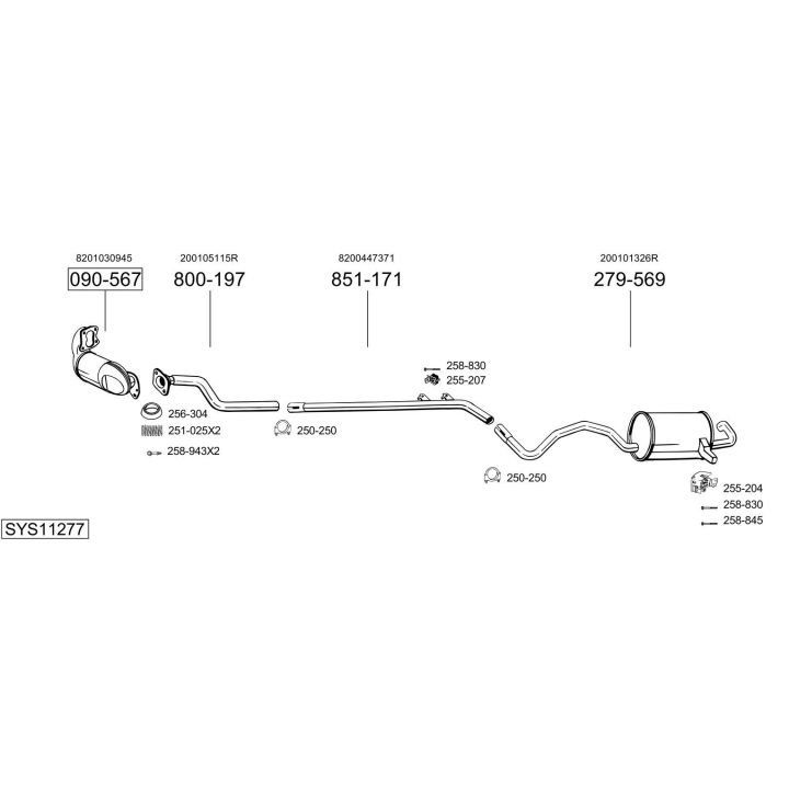 Išmetimo sistema BOSAL SYS11277