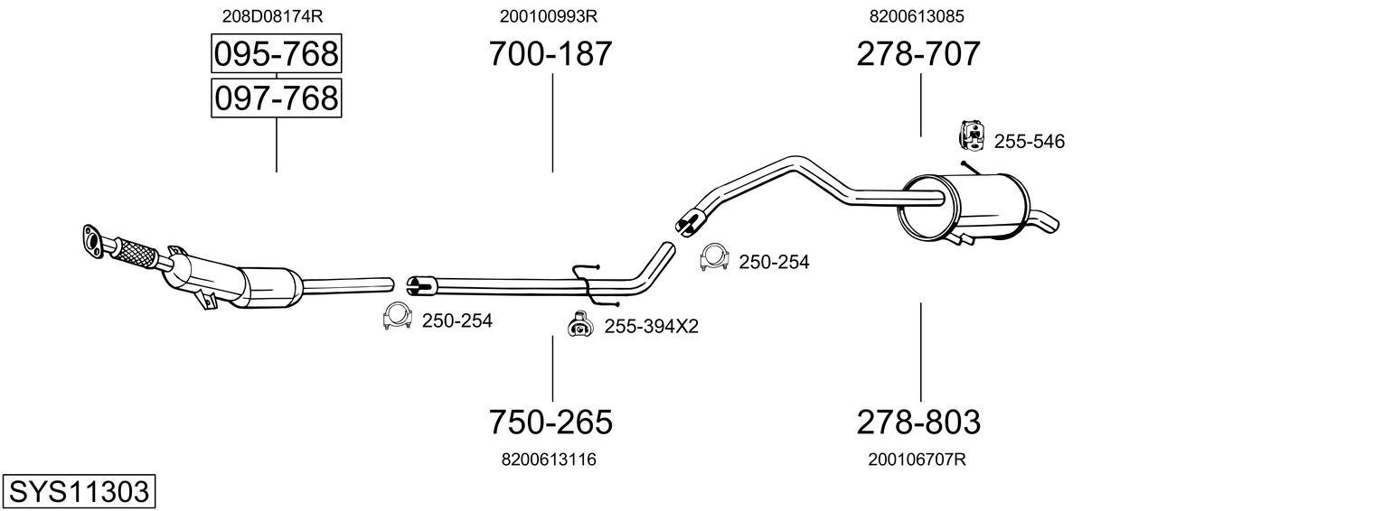 Išmetimo sistema BOSAL SYS11303