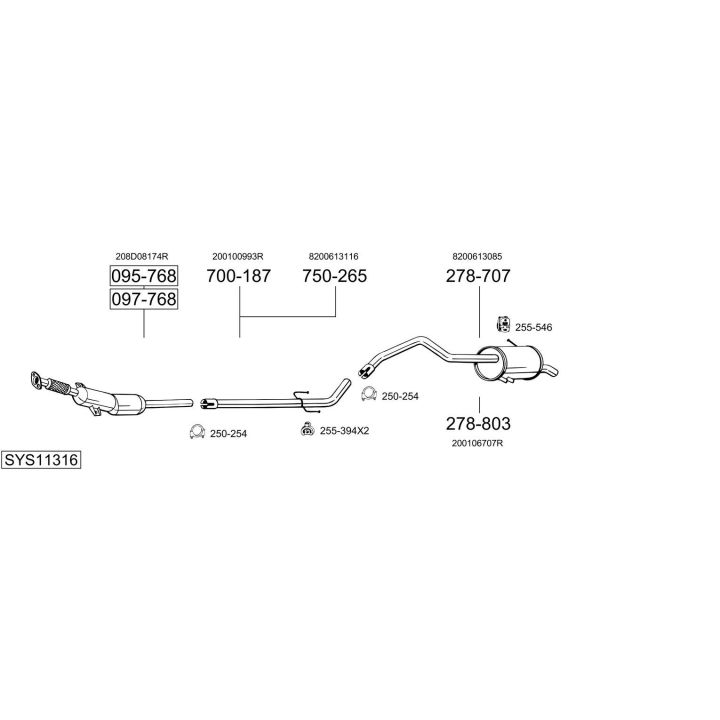 Išmetimo sistema BOSAL SYS11316