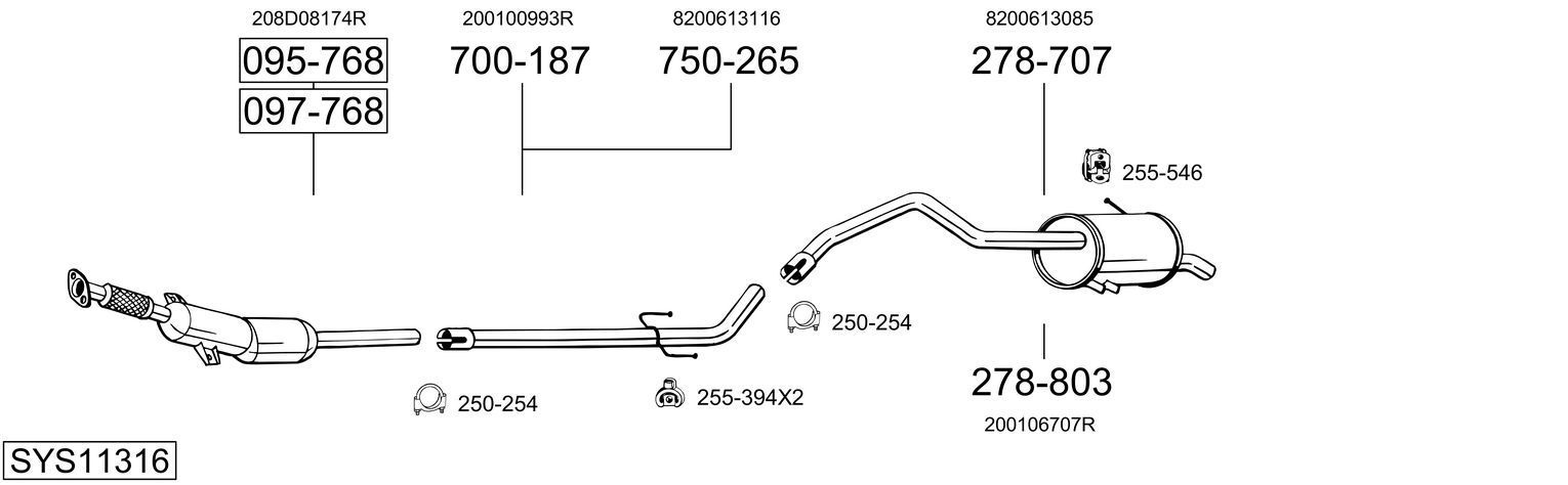 Išmetimo sistema BOSAL SYS11316