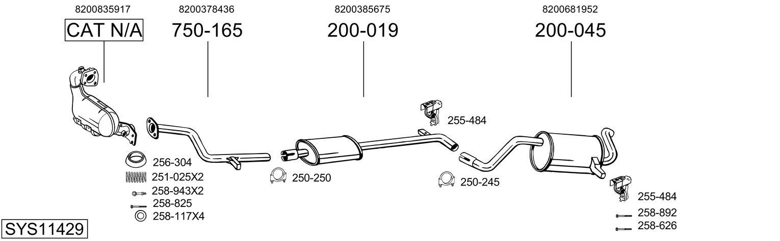 Išmetimo sistema BOSAL SYS11429