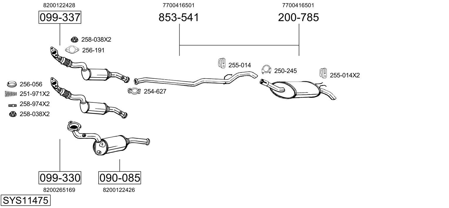 Išmetimo sistema BOSAL SYS11475