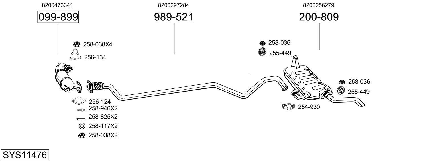 Išmetimo sistema BOSAL SYS11476