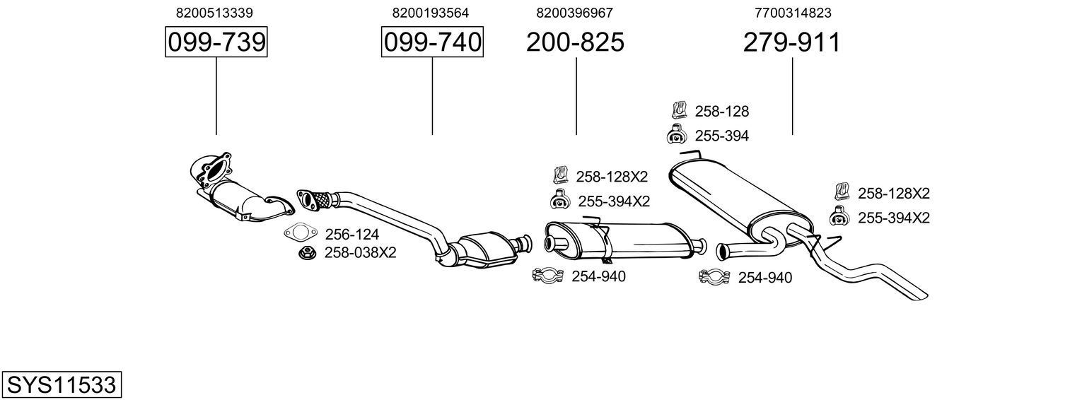 Išmetimo sistema BOSAL SYS11533