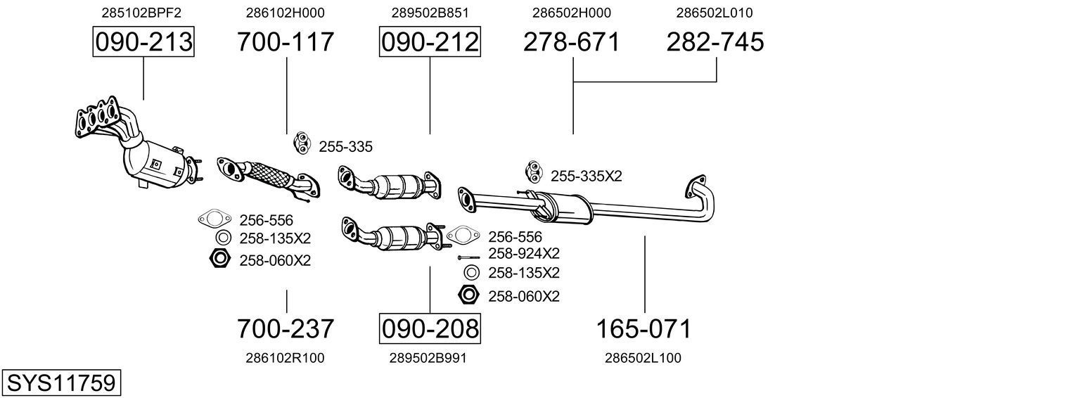 Išmetimo sistema BOSAL SYS11759