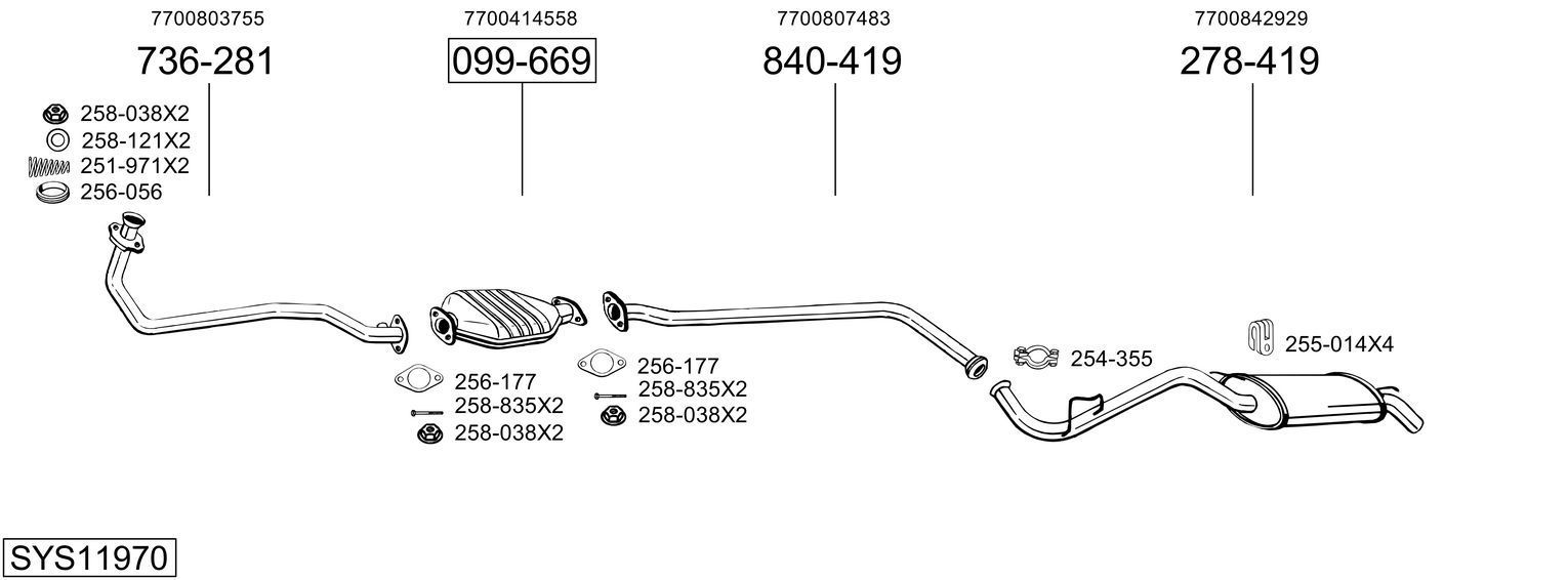 Išmetimo sistema BOSAL SYS11970