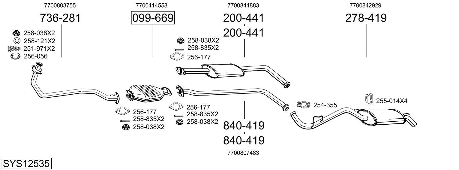Išmetimo sistema BOSAL SYS12535