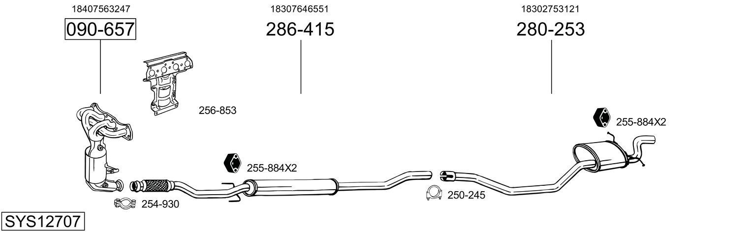 Išmetimo sistema BOSAL SYS12707
