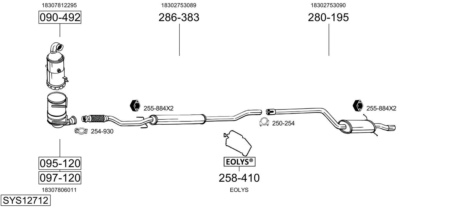 Išmetimo sistema BOSAL SYS12712