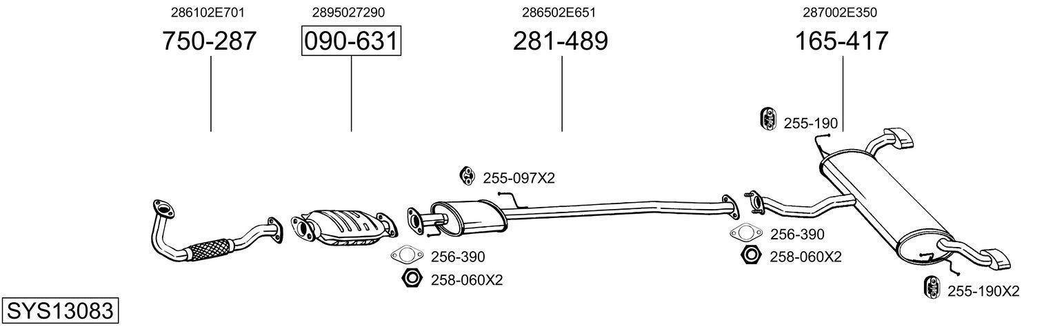 Išmetimo sistema BOSAL SYS13083