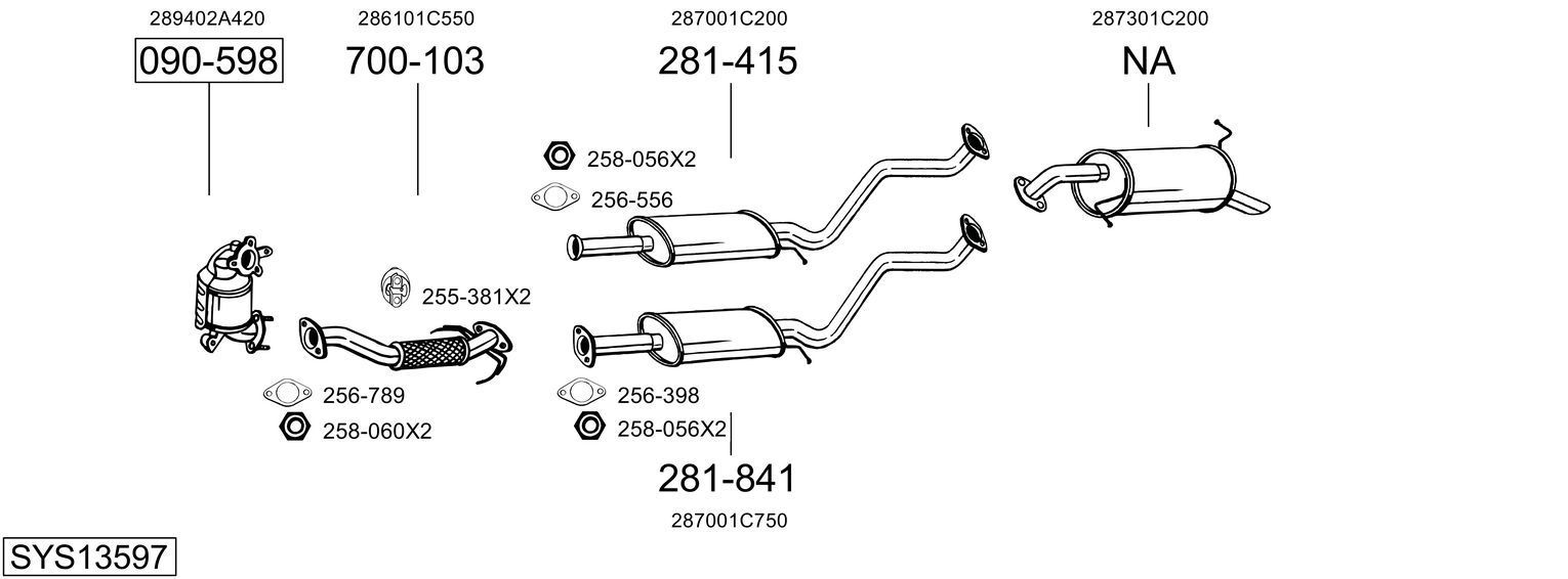 Išmetimo sistema BOSAL SYS13597