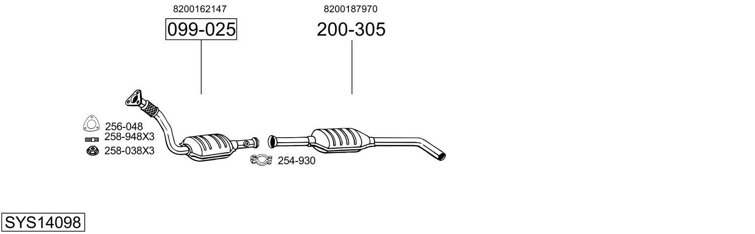 Išmetimo sistema BOSAL SYS14098