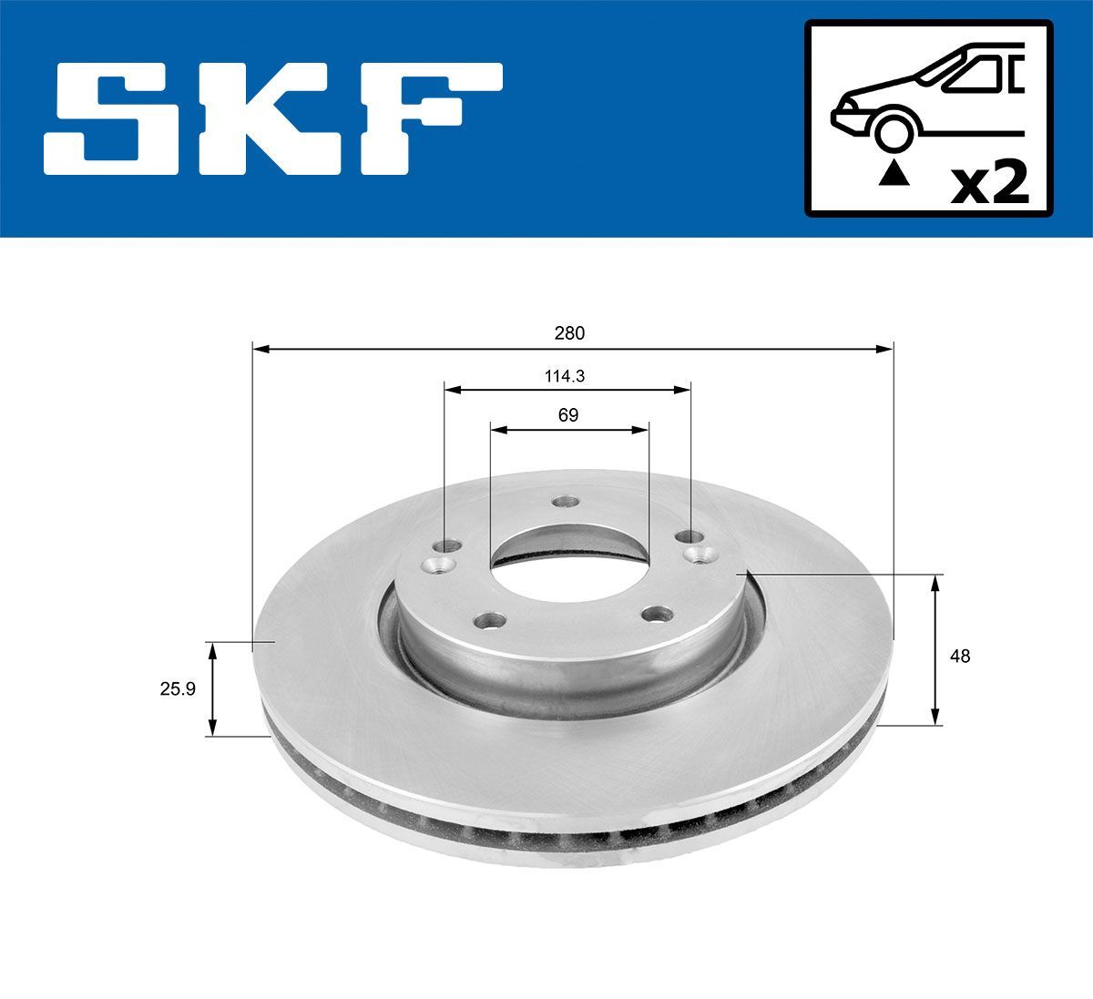 Stabdžių diskas SKF VKBD 80029 V2