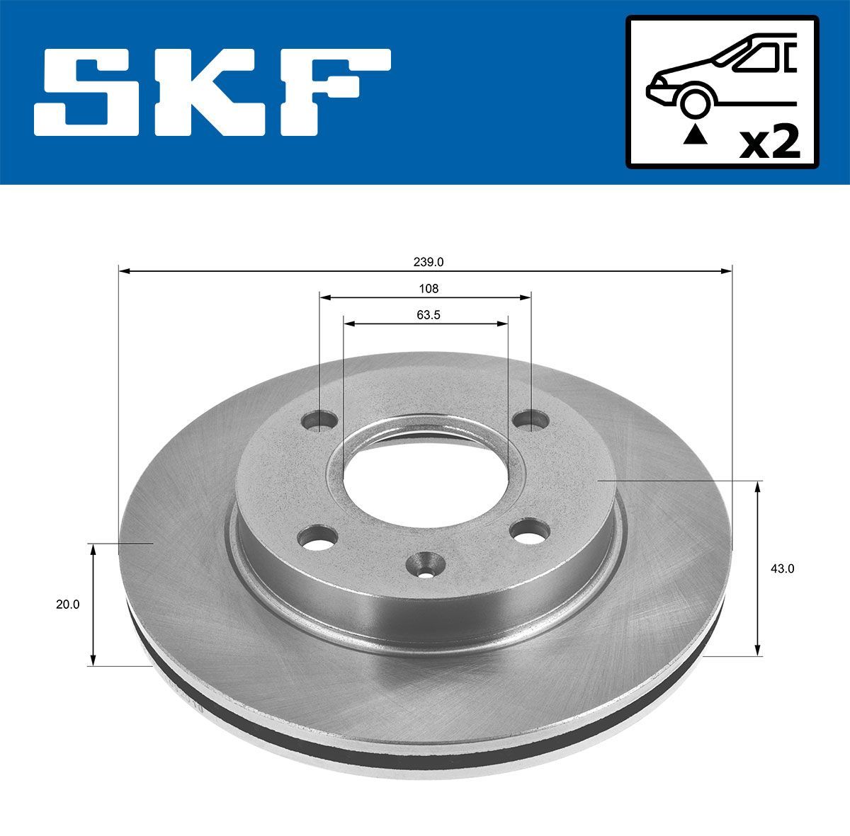 Stabdžių diskas SKF VKBD 80073 V2