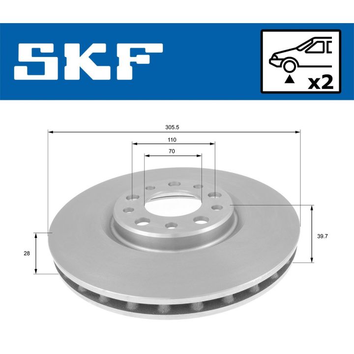 Stabdžių diskas SKF VKBD 80110 V2