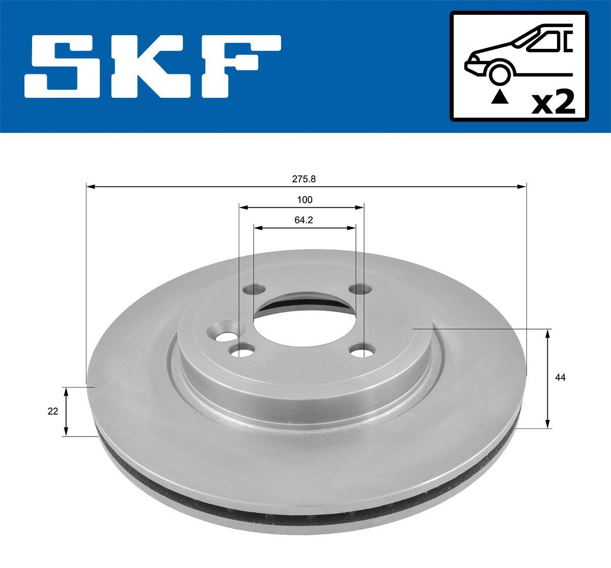 Stabdžių diskas SKF VKBD 80130 V2