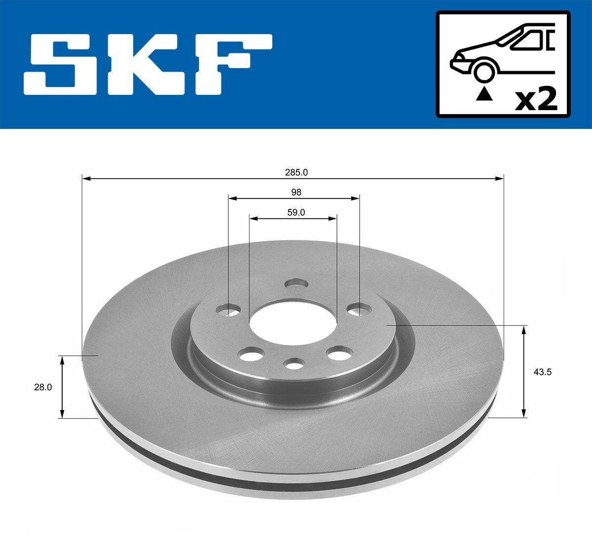 Stabdžių diskas SKF VKBD 80208 V2