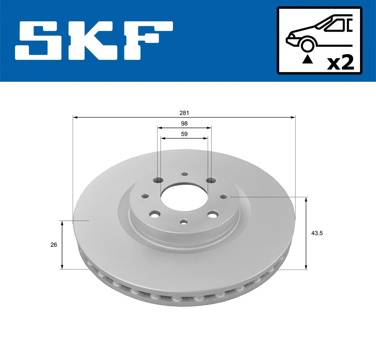 Stabdžių diskas SKF VKBD 80225 V2