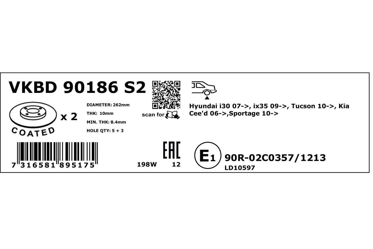 Stabdžių diskas SKF VKBD 90186 S2