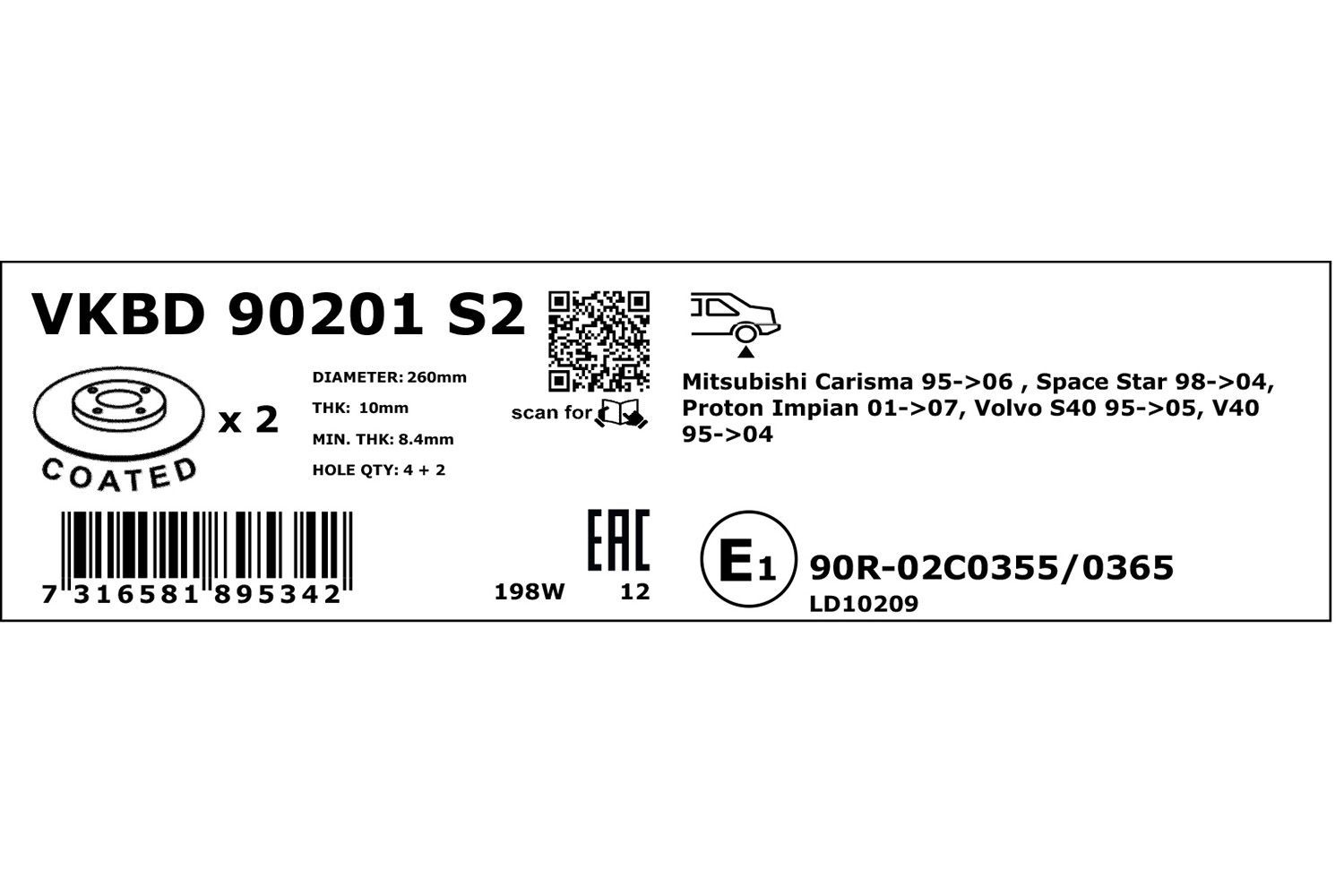 Stabdžių diskas SKF VKBD 90201 S2
