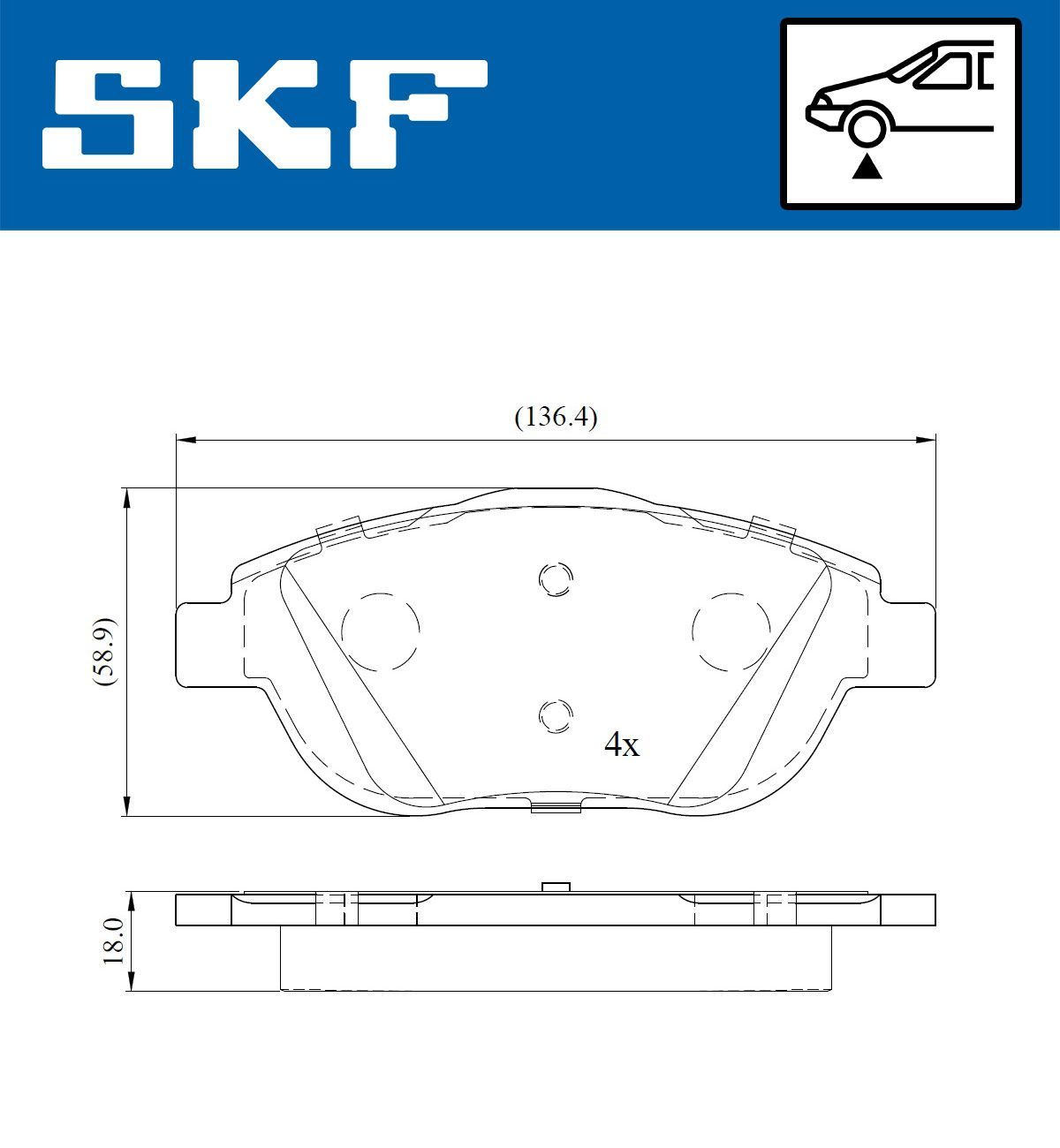 Stabdžių trinkelių rinkinys, diskinis stabdys SKF VKBP 80098