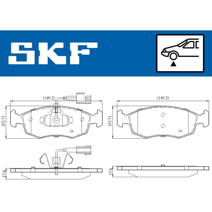 Stabdžių trinkelių rinkinys, diskinis stabdys SKF VKBP 80146 E