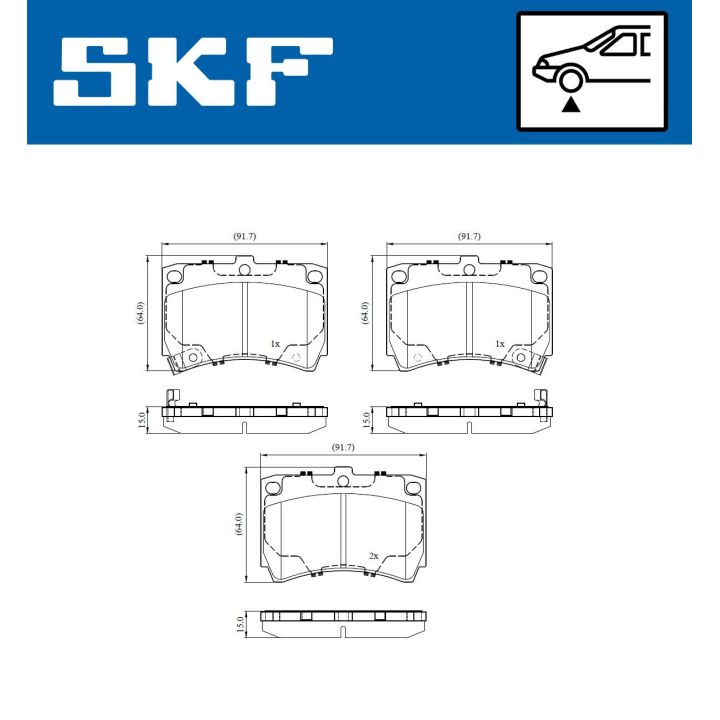 Stabdžių trinkelių rinkinys, diskinis stabdys SKF VKBP 80853 A