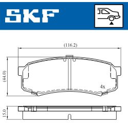 Stabdžių trinkelių rinkinys, diskinis stabdys SKF VKBP 90136