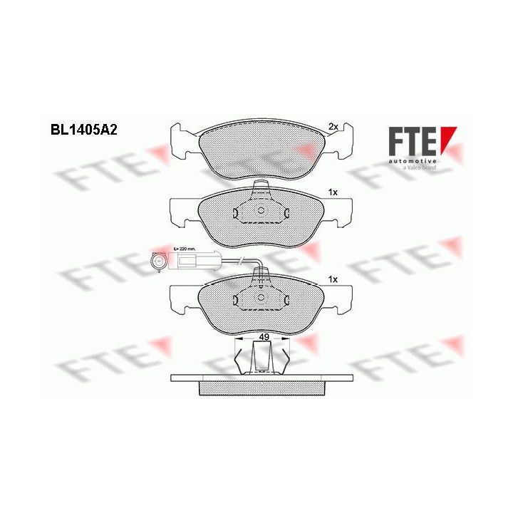 Stabdžių trinkelių rinkinys, diskinis stabdys FTE 9010178