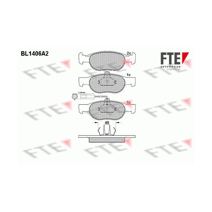 Stabdžių trinkelių rinkinys, diskinis stabdys FTE 9010180